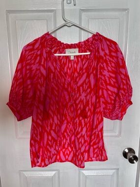 Cosabella Pink and Red Button-Front Blouse